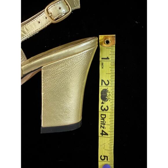 Yves Saint Laurent Braided Leather Gold Chunky Heel Open Toe Sandal 7.5 - Picture 11 of 11